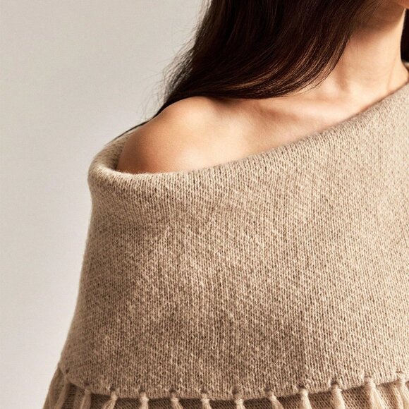 Apricot Casual Women's Warm Fringe Knit Oversized Sweater - Picture 8 of 8